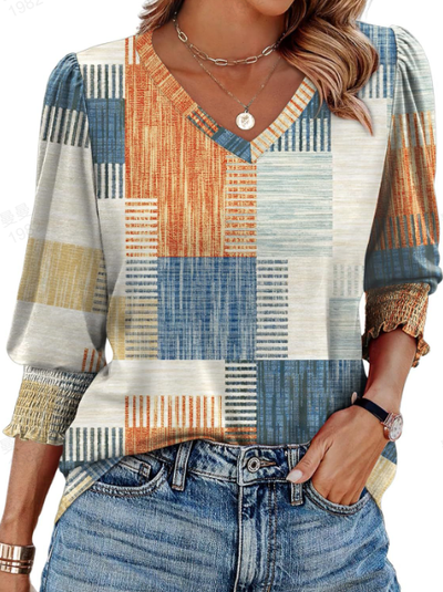 Eastwood and Bloom™ | Vendela – Patterned Viscose Top with Puff Sleeves