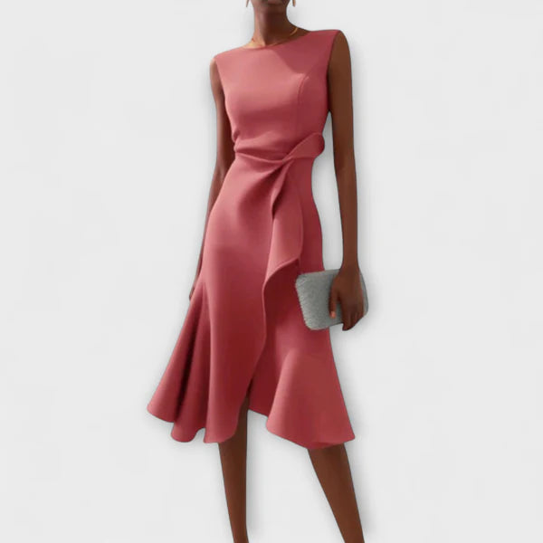 Eastwood and Bloom™ | Juliette – Draped Asymmetric Midi Dress