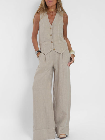 Eastwood and Bloom™ | Buttoned Vest and Wide Pants