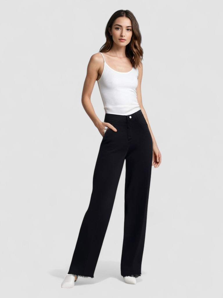 Eastwood and Bloom™ | Elegant Black Jeans with Raw Finish