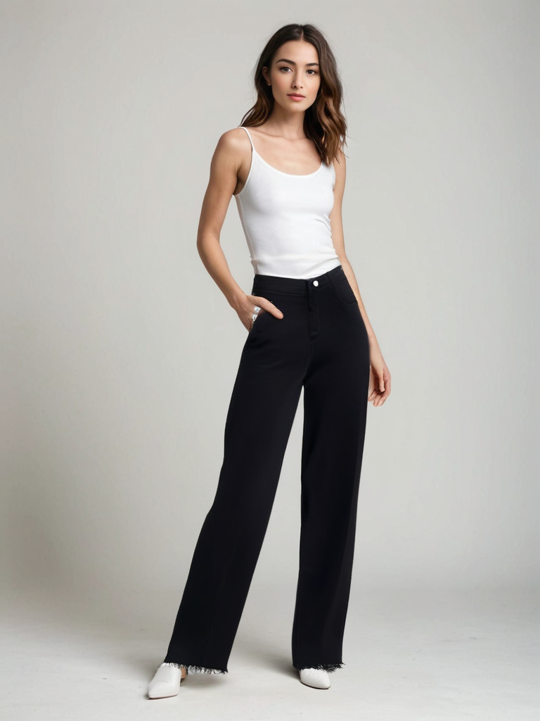 Eastwood and Bloom™ | Elegant Black Jeans with Raw Finish