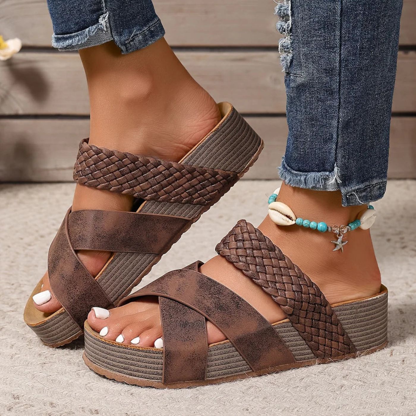 Eastwood and Bloom™ | Abigail – Orthopedic Leather Strap Sandals