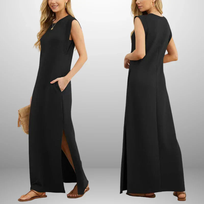 Eastwood and Bloom™ | Long Dress in Flowing Anti-Wrinkle Fabric