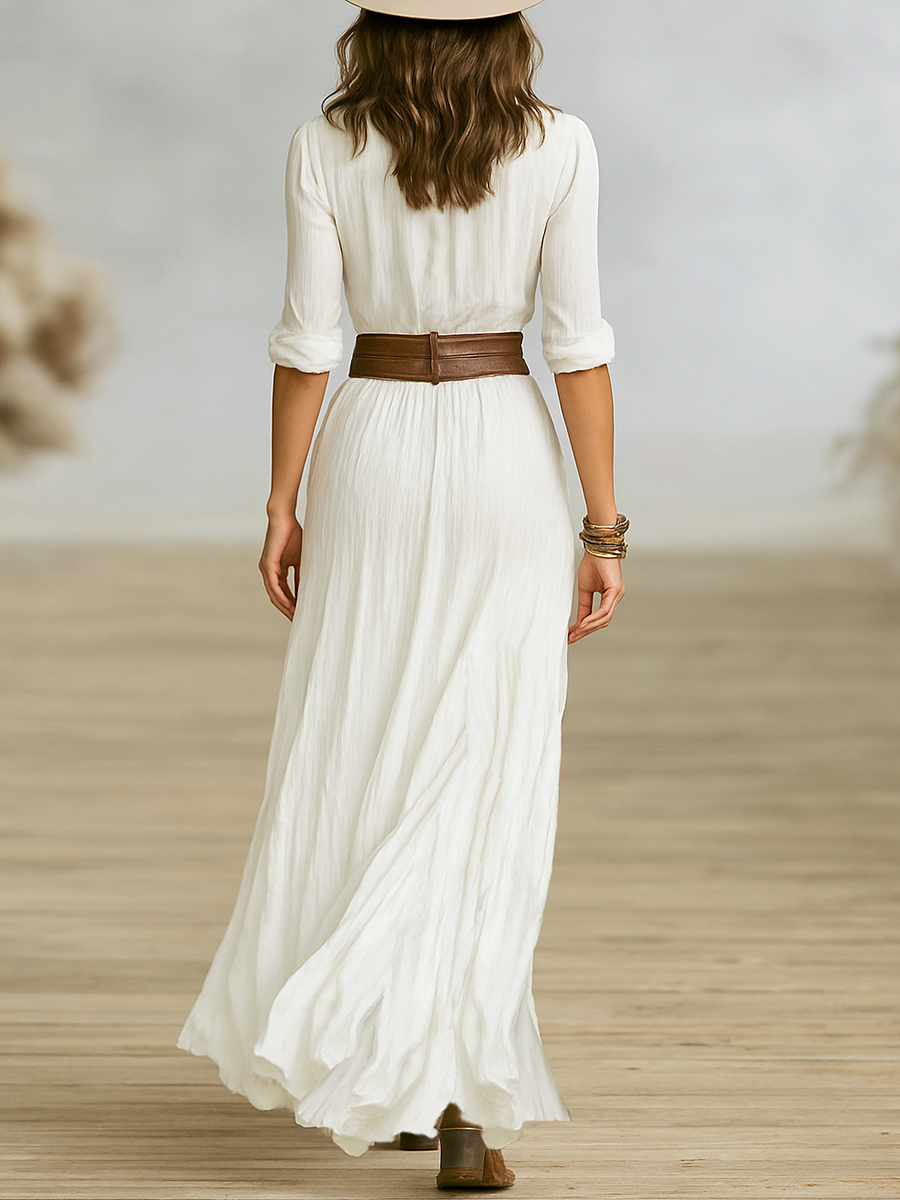 Eastwood and Bloom™ | Briony – Flowing shirt dress with waist belt