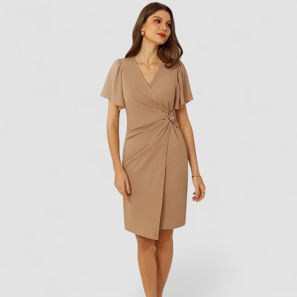 Eastwood and Bloom™ | Elegant Beige Wrap Dress