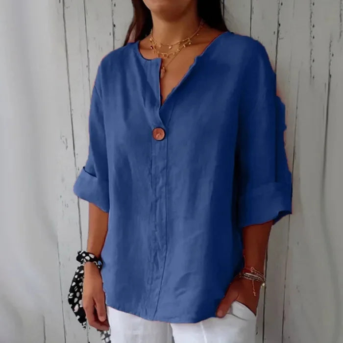 Eastwood and Bloom™ | Liv – Relaxed linen shirt with button detail
