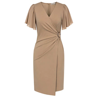 Eastwood and Bloom™ | Elegant Beige Wrap Dress