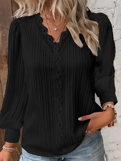 Eastwood and Bloom™ | Selvie – Blouse with Lace Trim and Pleats