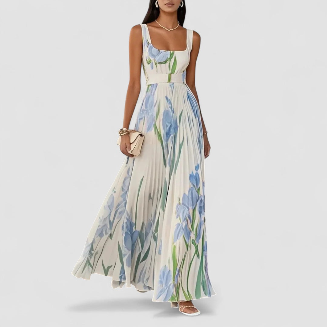 Eastwood and Bloom™ | Elegant Long Pleated Floral Dress for Women