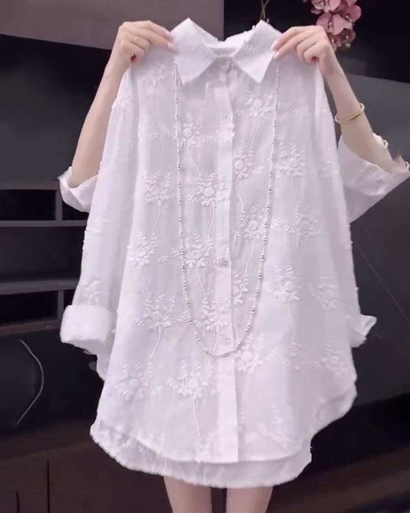Eastwood and Bloom™ | Elowen – Embroidered Button-Front Tunic