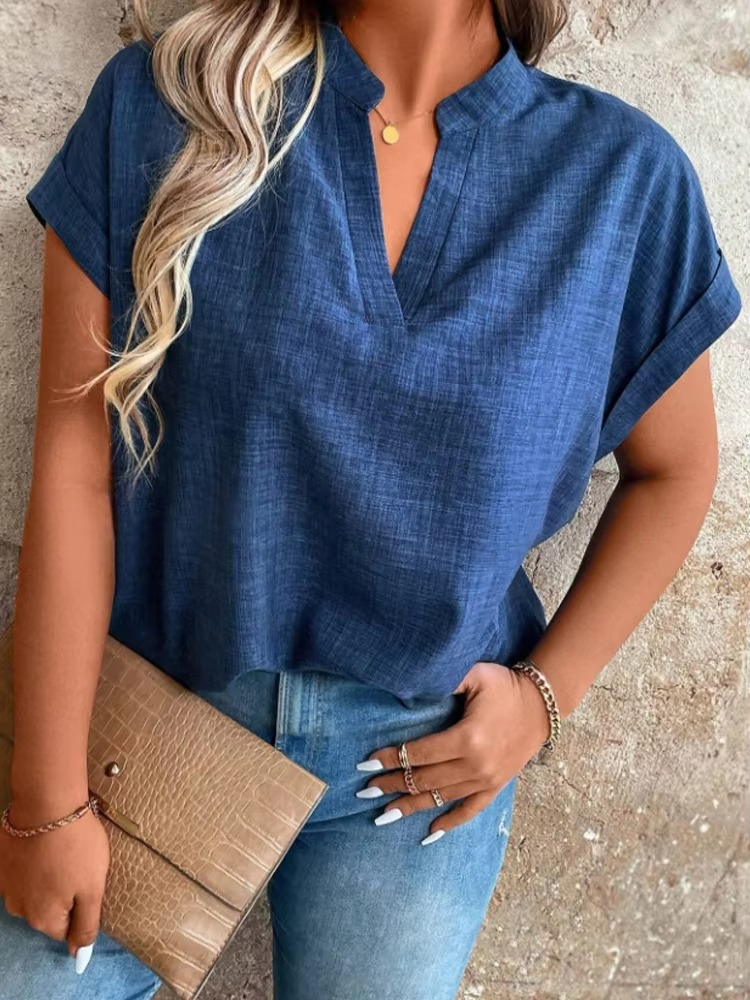 Eastwood and Bloom™ | Elinor – Top with a Soft Drape and Relaxed V-Neck