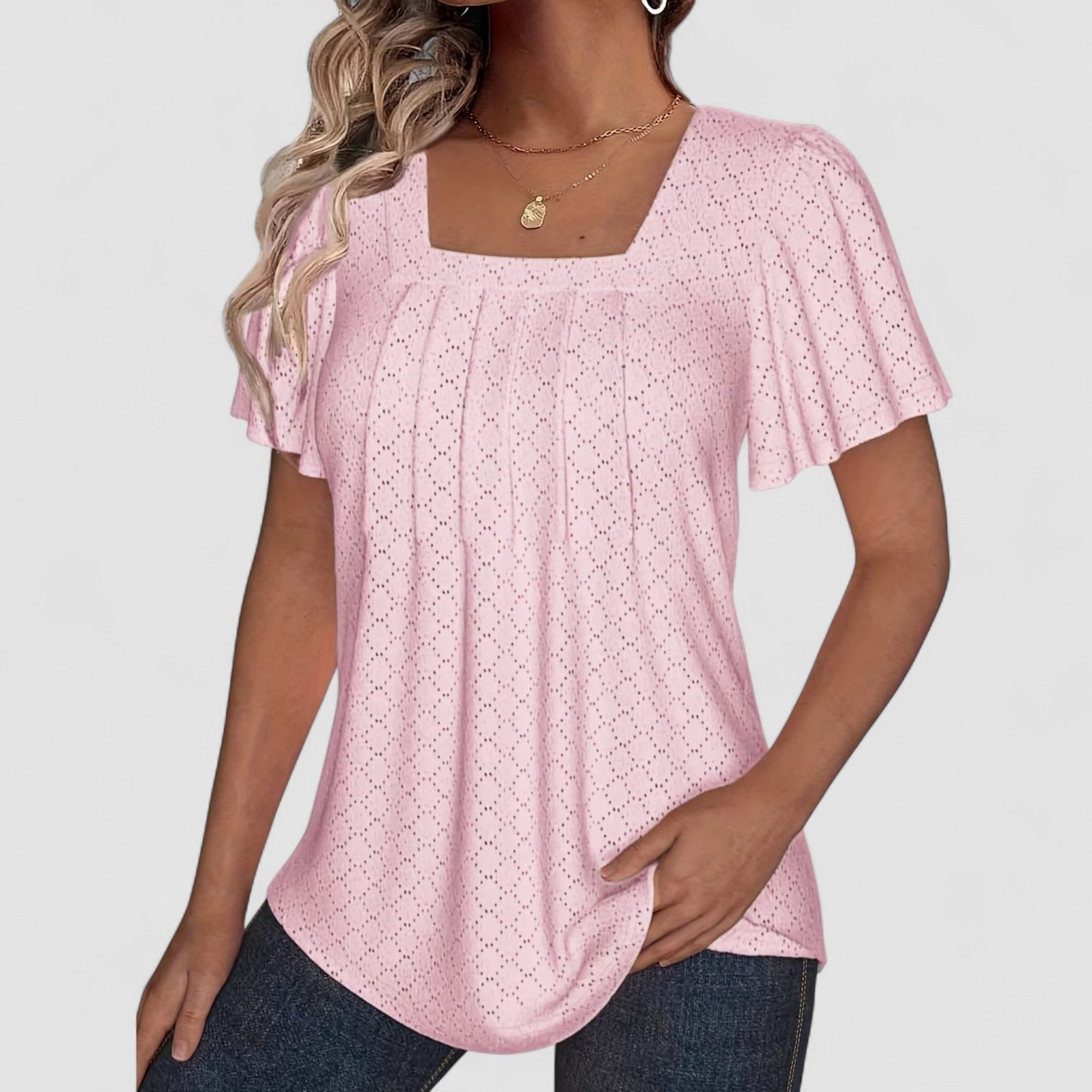 Eastwood and Bloom™ | Mirelle – Blouse with Square Neckline and Texture