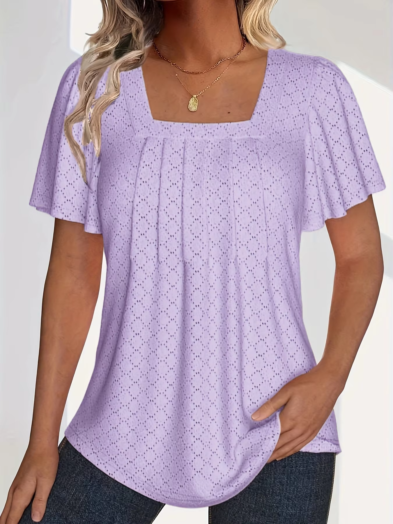 Eastwood and Bloom™ | Mirelle – Blouse with Square Neckline and Texture
