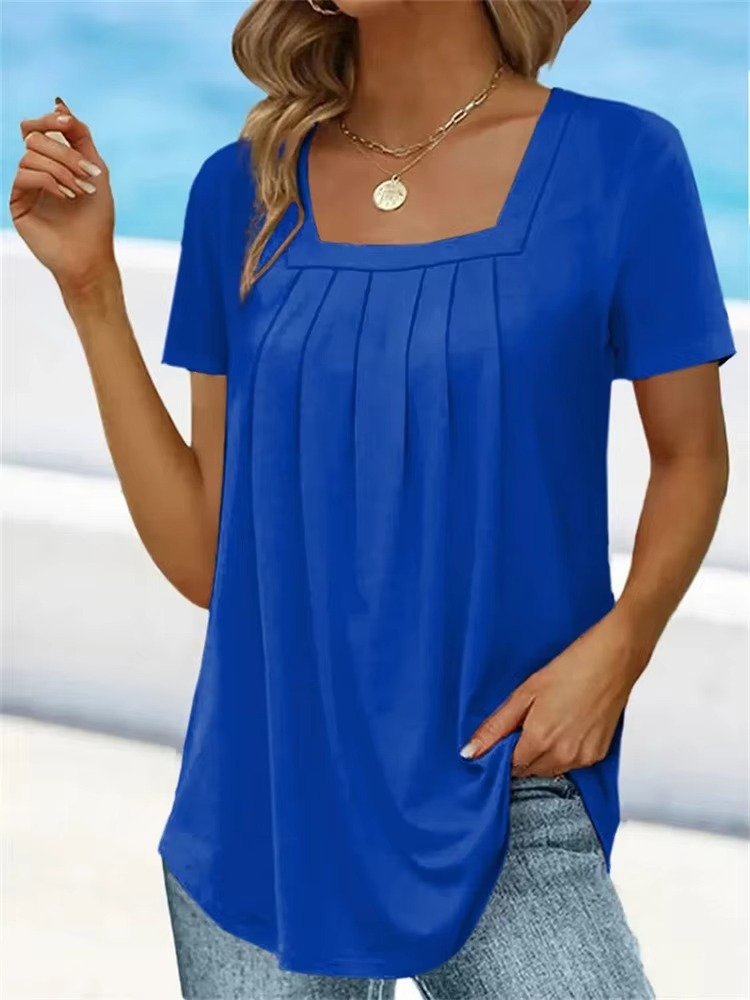 Eastwood and Bloom™ | Elvira – Pleated Viscose Top with Square Neckline