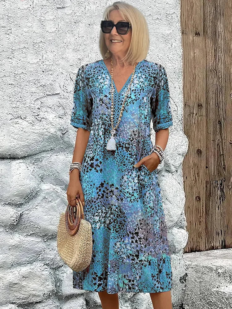 Eastwood and Bloom™ | Lina – Lightweight V-Neck Midi Dress