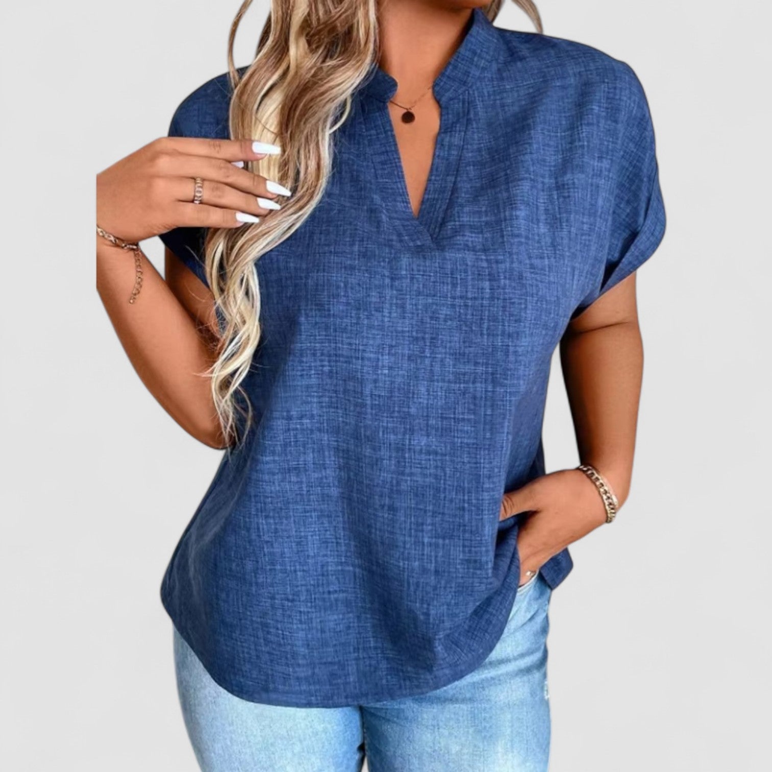 Eastwood and Bloom™ | Elinor – Top with a Soft Drape and Relaxed V-Neck