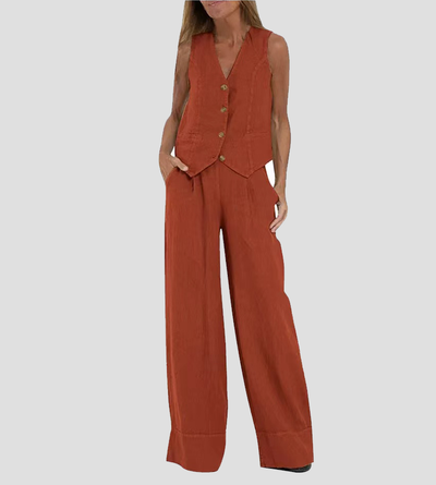 Eastwood and Bloom™ | Buttoned Vest and Wide Pants