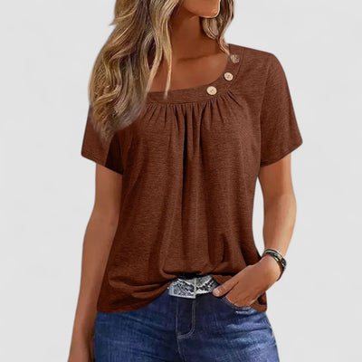 Eastwood and Bloom™ | Elin – Short-sleeved top in soft linen blend