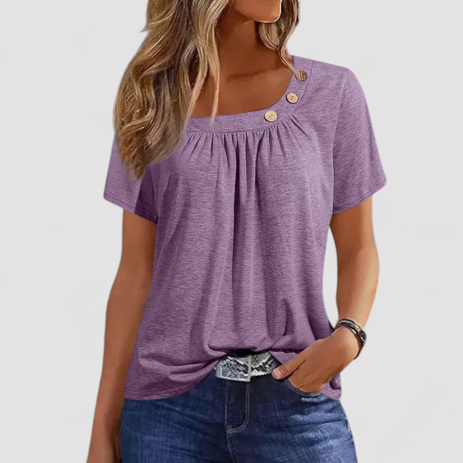 Eastwood and Bloom™ | Elin – Short-sleeved top in soft linen blend