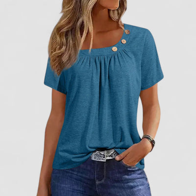 Eastwood and Bloom™ | Elin – Short-sleeved top in soft linen blend