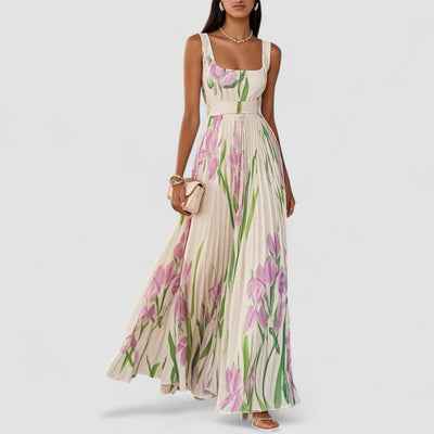 Eastwood and Bloom™ | Elegant Long Pleated Floral Dress for Women