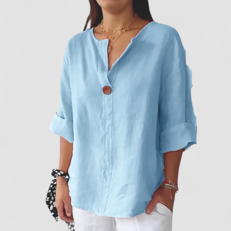 Eastwood and Bloom™ | Liv – Relaxed linen shirt with button detail